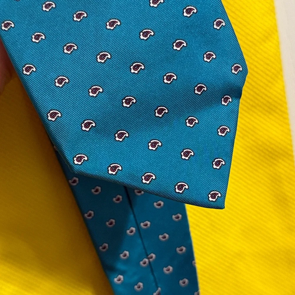 💙💖Vintage‎ Christian Dior Turquoise Paisley Pattern Silk Tie Luxury Old Money